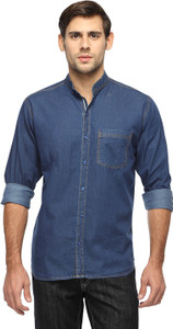 FX Jeans Co Men's Solid Casual Denim Dark Blue Shirt