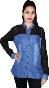 Cherry Clothing Women's Solid Casual Black Shirt