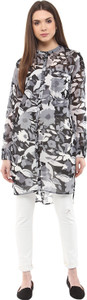 Rose Vanessa Women's Printed Casual Grey, Black Shirt