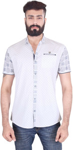Vintage Soul Men's Checkered Casual White Shirt