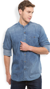 Locomotive Men's Solid Casual Blue Shirt