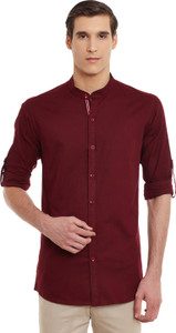 Wild Hunk Men's Solid Casual Maroon Shirt