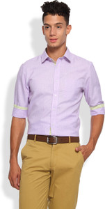 Brooklyn Blues Men's Self Design Casual Purple Shirt