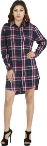 InDzone Women's Checkered Casual Blue, Brown Shirt