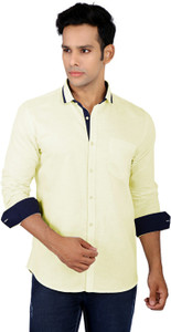 R'Squarre Men's Solid Casual Linen Beige Shirt