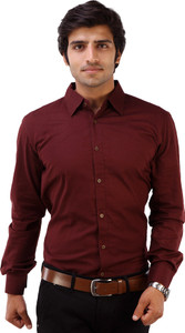 Deeksha Men's Solid Casual Maroon Shirt