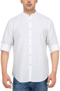 Dennis Lingo Men's Solid Casual White Shirt