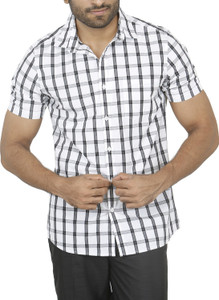 Aady Jones Men's Checkered Casual White Shirt