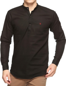 Lafantar Men's Solid Casual Black Shirt