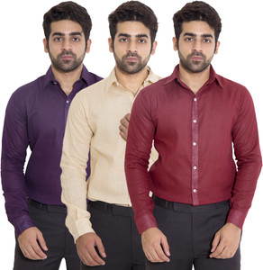 Deeksha Men's Solid Casual Maroon Shirt