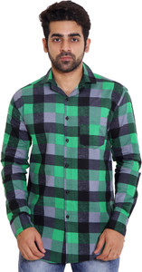 Lime Time Men's Checkered Casual Green Shirt