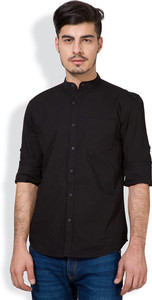 Highlander Men's Solid Casual Black Shirt