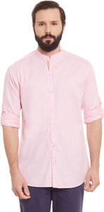 Wild Hunk Men's Solid Casual Pink Shirt