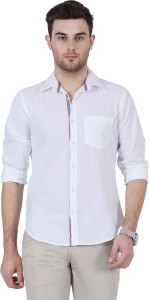 Ojass Men's Solid Casual White Shirt