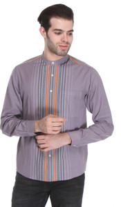 Reevolution Men's Striped Casual Purple Shirt