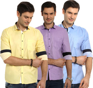 R'Squarre Men's Solid Casual Multicolor Shirt