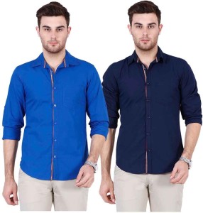 Ojass Men's Solid Casual Blue, Dark Blue Shirt