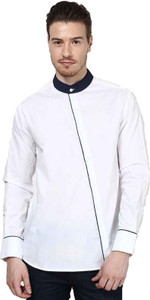Dazzio Men's Solid Casual White, Dark Blue Shirt