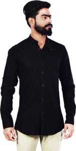 Wild Hunk Men's Solid Casual Black Shirt