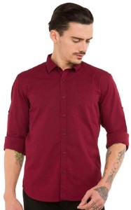 Urbano Fashion Men's Solid Casual Maroon Shirt