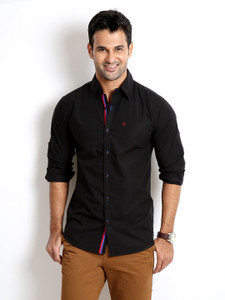 Rodid Men's Solid Casual Black Shirt