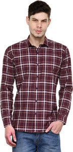 Being Fab Men's Checkered Casual Maroon Shirt