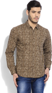 Wrangler Men's Printed Casual Brown Shirt