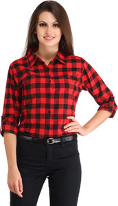 Nakoda Creation Women's Checkered Casual Red, Black Shirt