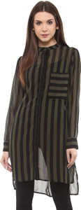 Rose Vanessa Women's Printed Casual Black, Green Shirt