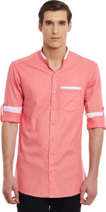 Wild Hunk Men's Solid Casual Pink Shirt