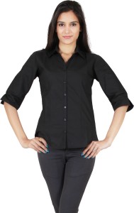 NGT Women's Solid Formal Black Shirt