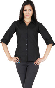 NGT Women's Solid Formal Black Shirt