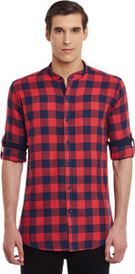 Wild Hunk Men's Checkered Casual Red Shirt