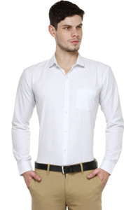 Being Fab Men's Solid Formal White Shirt