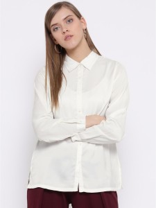 Silly People Women's Solid Casual White Shirt