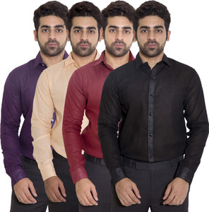 Deeksha Men's Solid Casual Purple Shirt