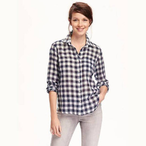 Cozami Women's Checkered Casual White Shirt