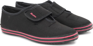 Black canvas shoes bata clearance