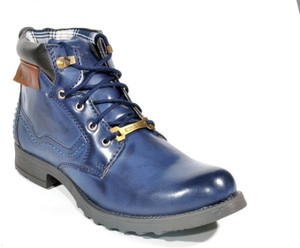 rugged blue work boots