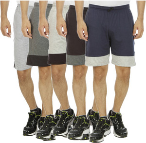Kritika's World Solid Men's Multicolor Sports Shorts