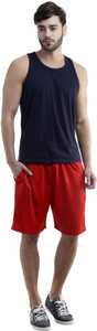 Dee Mannequin Self Design Men's Red Sports Shorts