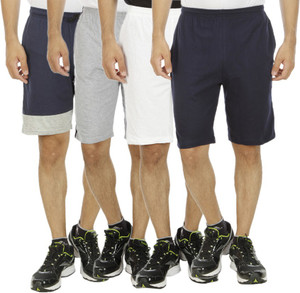 Kritika's World Solid Men's Multicolor Sports Shorts