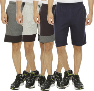 Kritika's World Solid Men's Multicolor Sports Shorts