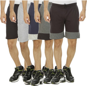 Kritika's World Solid Men's Multicolor Sports Shorts
