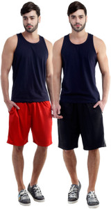 Dee Mannequin Self Design Men's Red, Black Sports Shorts