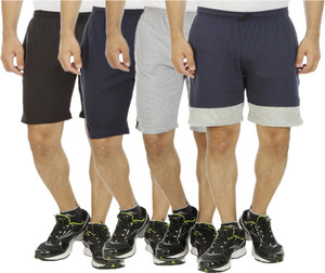 Kritika's World Solid Men's Multicolor Sports Shorts