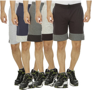 Kritika's World Solid Men's Multicolor Sports Shorts