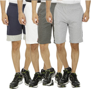 Kritika's World Solid Men's Multicolor Sports Shorts