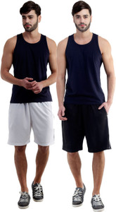 Dee Mannequin Self Design Men's White, Black Sports Shorts