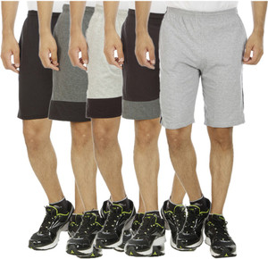 Kritika's World Solid Men's Multicolor Sports Shorts